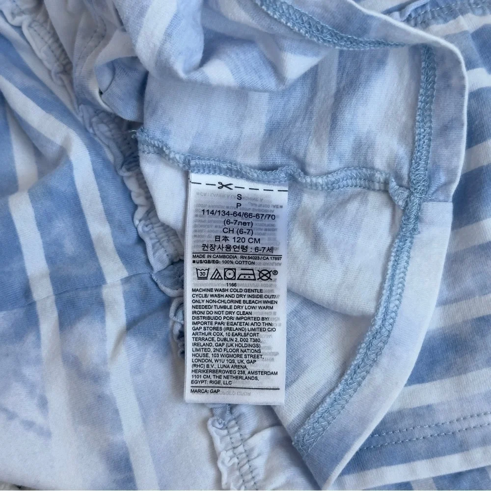 GAP Kids Blue and White Striped Ruffle T-Shirt Dress Size Small